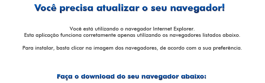 Mensagem orientando a atualização do navegador